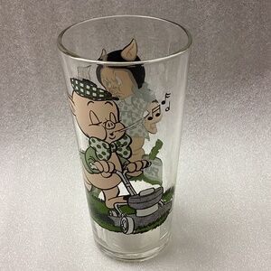 Vintage 1976 Pepsi Collector Series Looney Tunes Glass Porky Pig and Petunia Pig